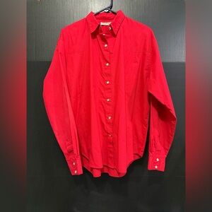 🎋Sheplers 70s Red VINTAGE Western Wear Snap Down Long Sleeve Shirt
